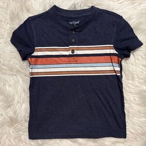 Cat & Jack Navy Blue Boys Henley Tee Size 5